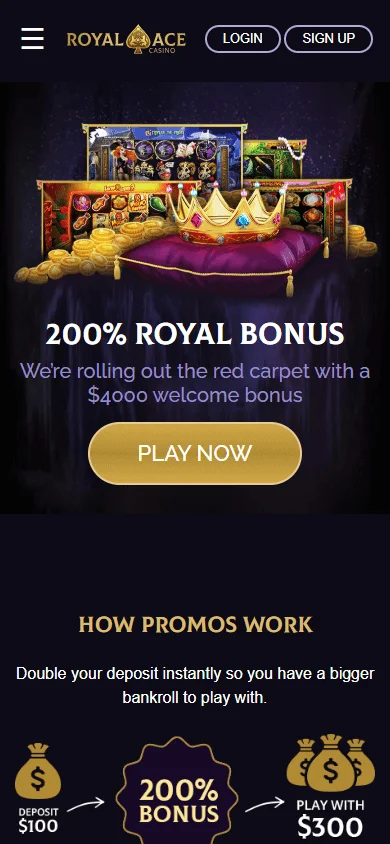 Royal Ace Casino mobile promotions area